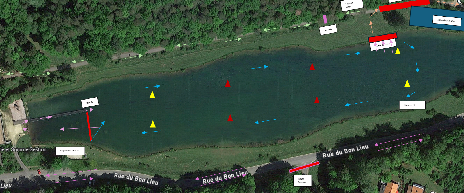 Schéma du parcours natation Sprint et Olympique
